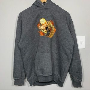 Naruto Inspired Itachi Uchiha Susanoo Skeleton Embroidered Gray‎ Hoodie Large